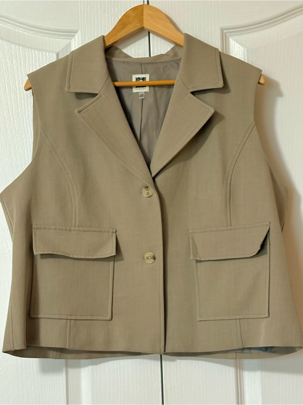 Anne Klein Taupe Sleeveless Blazer Vest